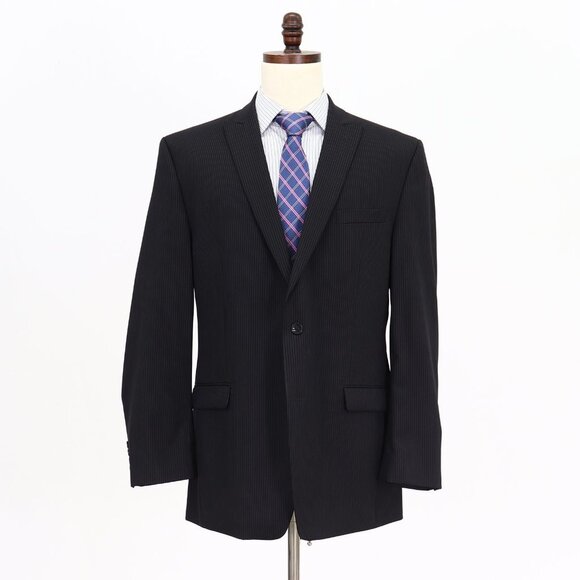 Calvin Klein 44L Gray Striped 2-Button Sport Coat Blazer Jacket V067 - Picture 1 of 11